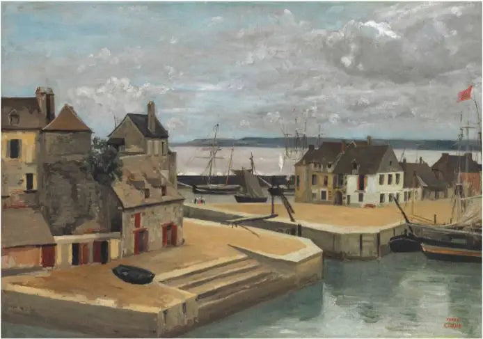 Honfleur, İskelelerdeki Evler - Jean-Baptiste Camille Corot