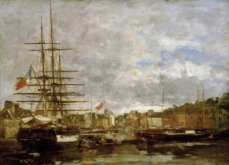 Honfleur - Limanda bağlı gemiler - Eugène Boudin