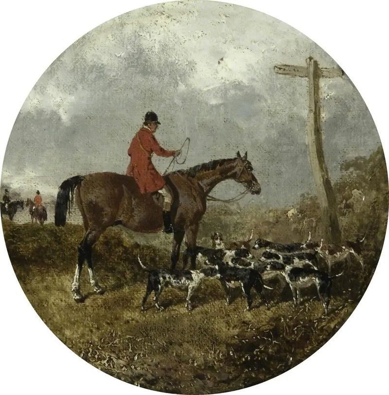 Kurt avı için sekiz dairesel sahne: avcı ve köpekler - John Frederick Herring, Sr.