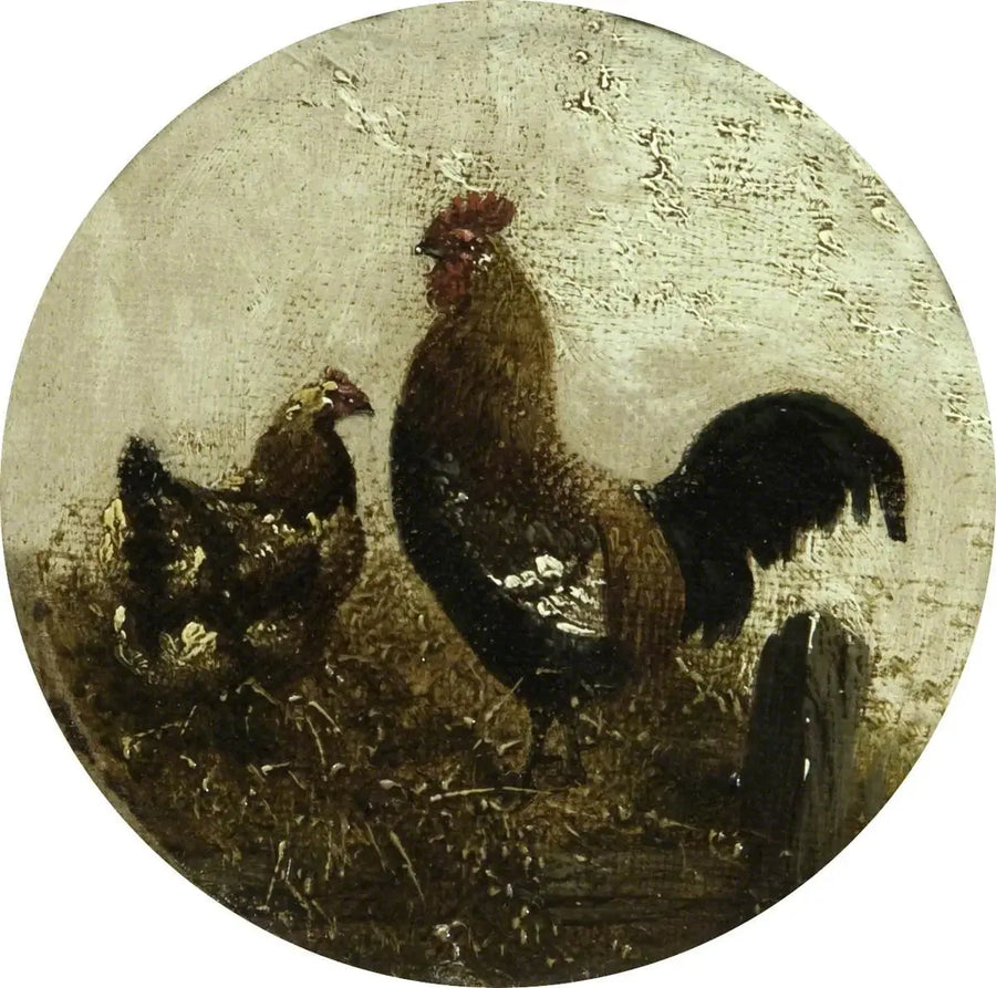 Sekiz dairesel çiftlik sahnesi: horoz ve tavuk - John Frederick Herring, Sr.