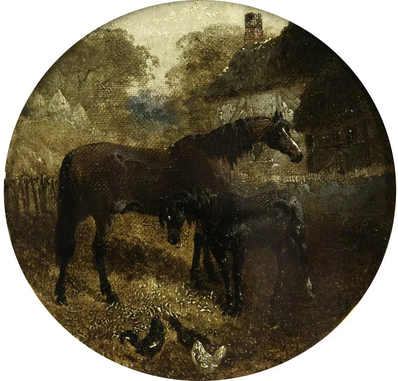 Sekiz dairesel çiftlik sahnesi: dişi at ve tay - John Frederick Herring, Sr.