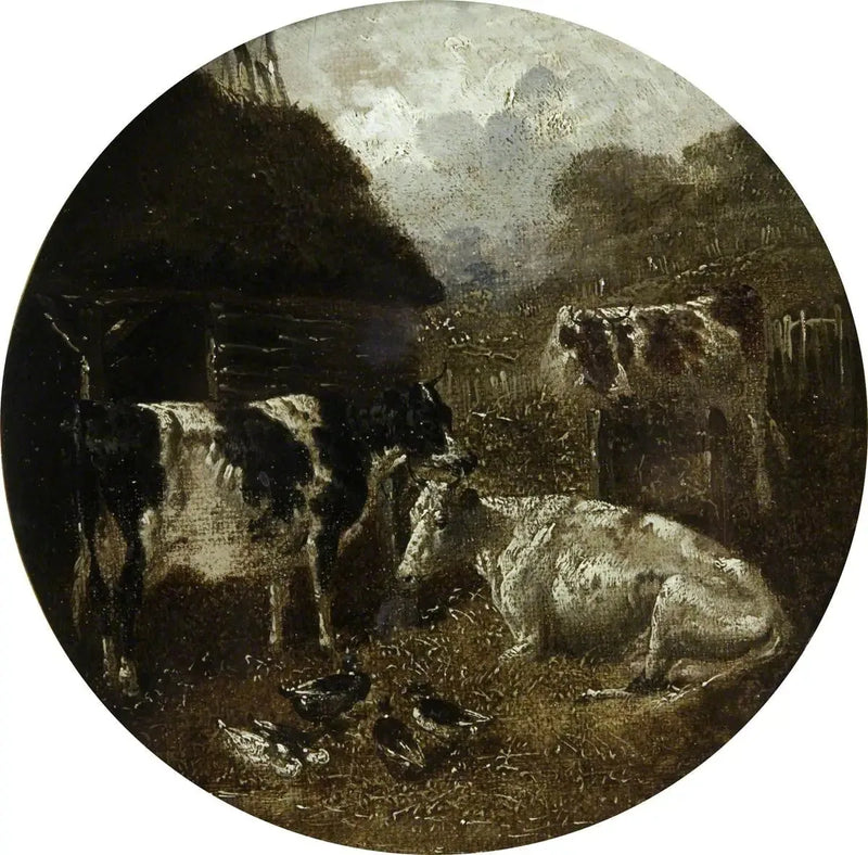 Sekiz dairesel çiftlik sahnesi: inekler - John Frederick Herring, Sr.