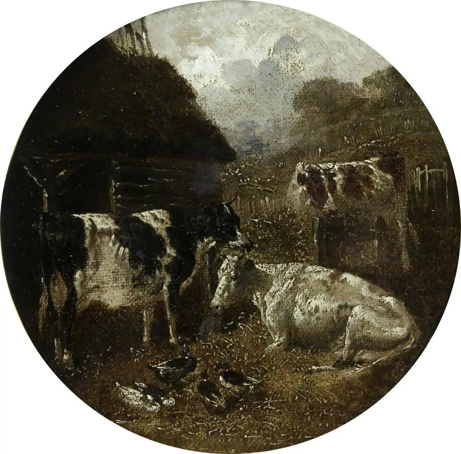 Sekiz dairesel çiftlik sahnesi: inekler - John Frederick Herring, Sr.