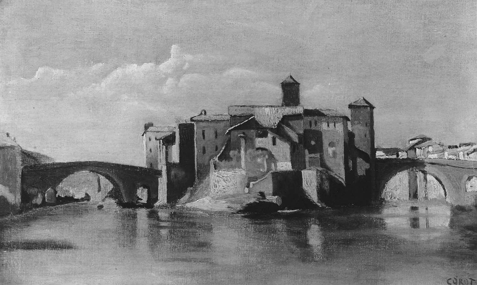 Île de San Bartolomeo, Rome - Jean-Baptiste Camille Corot
