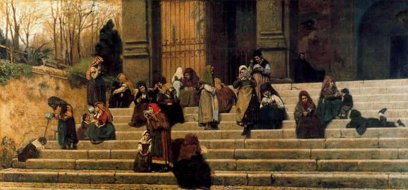 Roma İzlenimleri (Roma'daki Ara Caeli Manastırı Basamaklarındaki Yoksullar) - Federico Zandomeneghi