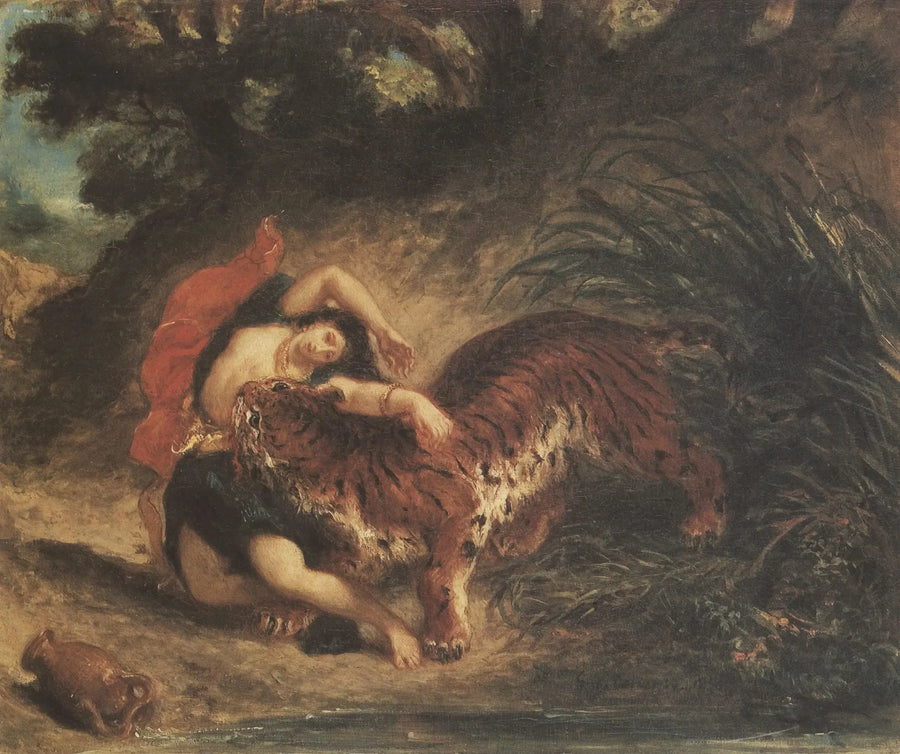 Kaplan tarafından ısırılan Hintli - Eugène Delacroix