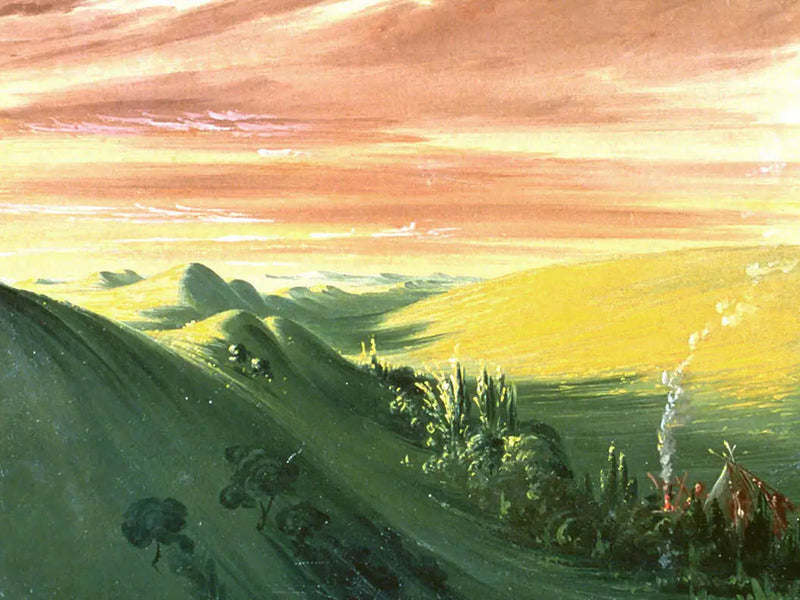 Gün batımında kamp yapan Kızılderililer, Haut-Missouri - George Catlin