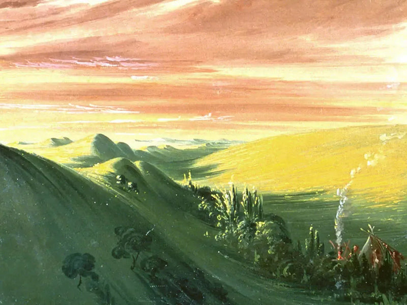 Gün batımında kamp yapan Kızılderililer, Haut-Missouri - George Catlin