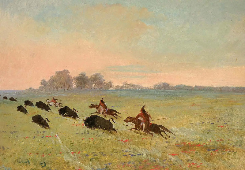 Comanche Kızılderilileri, yaban öküzü avı - George Catlin