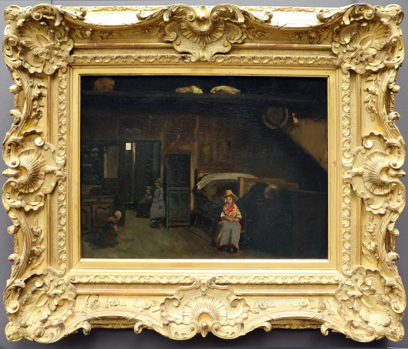 Limoges yakınlarındaki Bilier çiftliğinde iç mekan - Jean-Baptiste Camille Corot