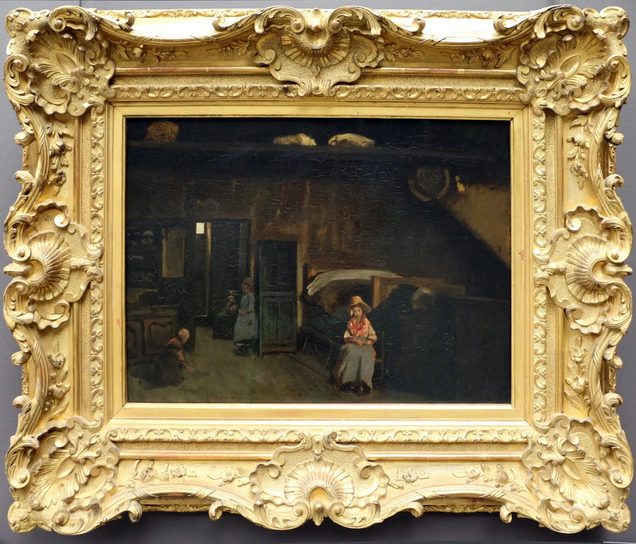 Limoges yakınlarındaki Bilier çiftliğinde iç mekan - Jean-Baptiste Camille Corot