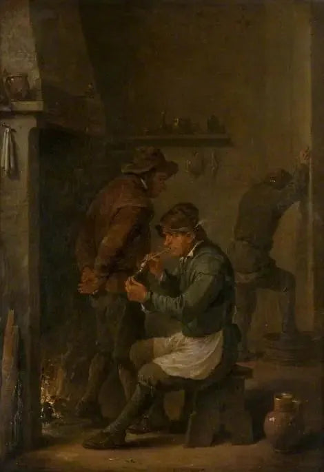 İç Mekan, Önünde Ateş Yanan Çiftçiler - David Teniers le Jeune