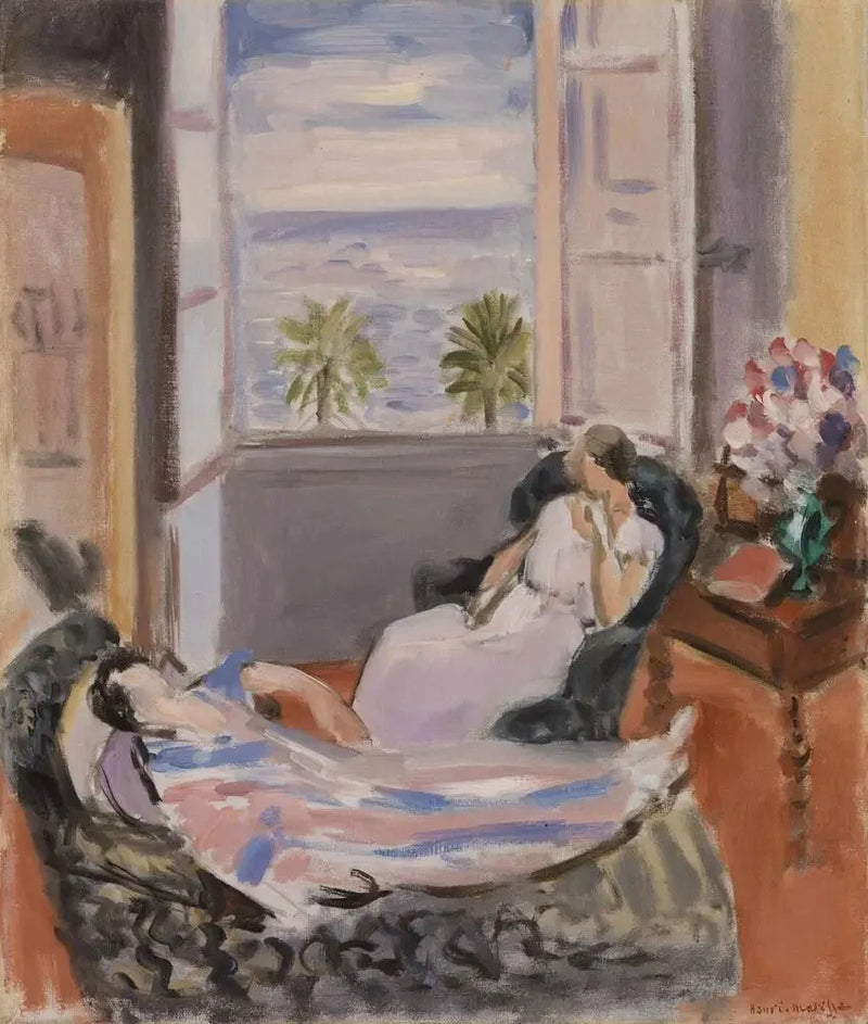 İki karakterli iç mekan, açık pencere (İki karakterli iç mekan, açık pencere) - Henri Matisse