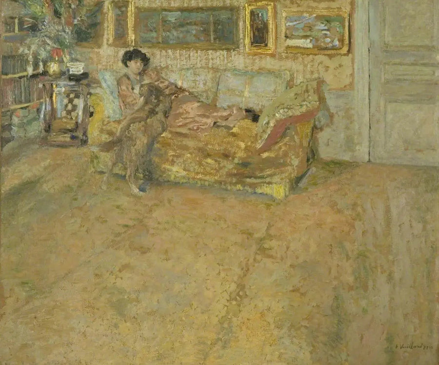 İç Mekan, Bayan Hessel ve Köpeği ile - Édouard Vuillard