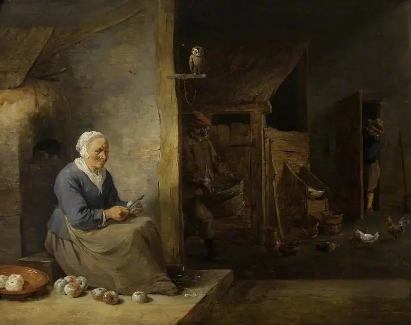 İç Mekan, Elma Soyan Yaşlı Bir Kadın ile - David Teniers le Jeune