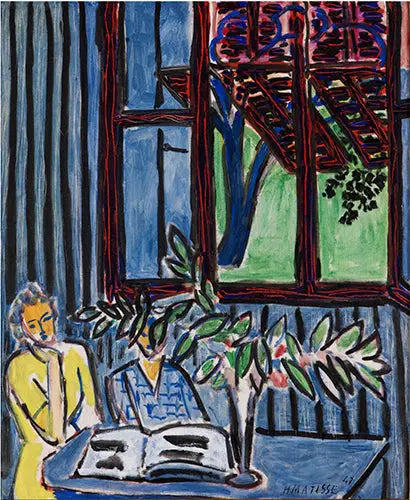Mavi İç Mekan İki Genç Kız ile - Henri Matisse