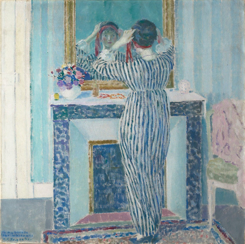 İç Mekan Mavi: Giverny (Kırmızı Kurdele) - Frederick Carl Frieseke