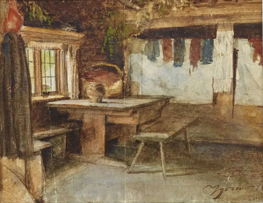 Mora'daki bir kulübe iç mekanı - Anders Zorn