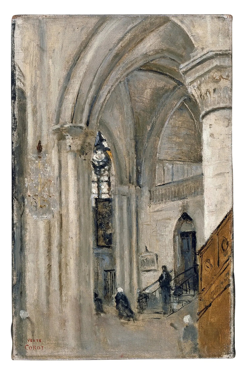 Mantes Kilisesi İç Mekanı - Jean-Baptiste Camille Corot