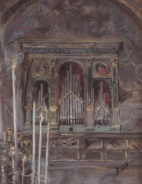 Intérieur de l'église avec vue sur l'orgue - Giovanni Boldini