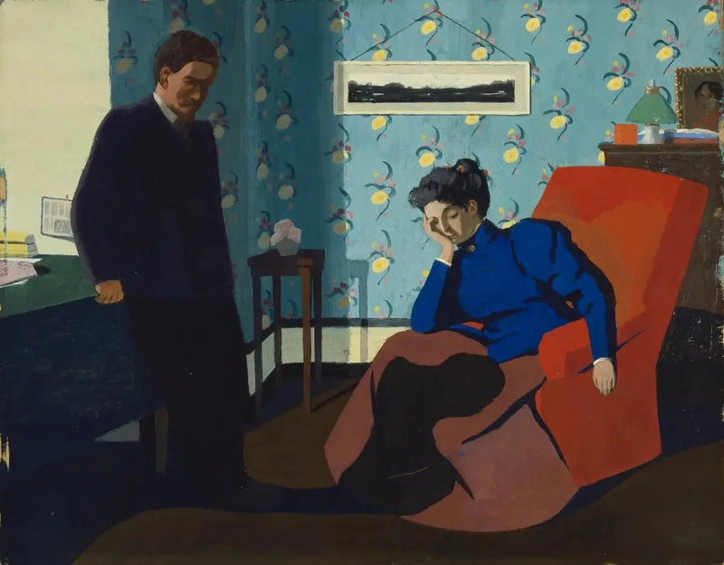 İç Mekan, Kırmızı Koltuk ve Figürler - Félix Vallotton