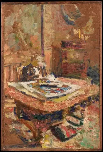 İç Mekan, Bayan Vuillard masanın önünde oturuyor - Édouard Vuillard