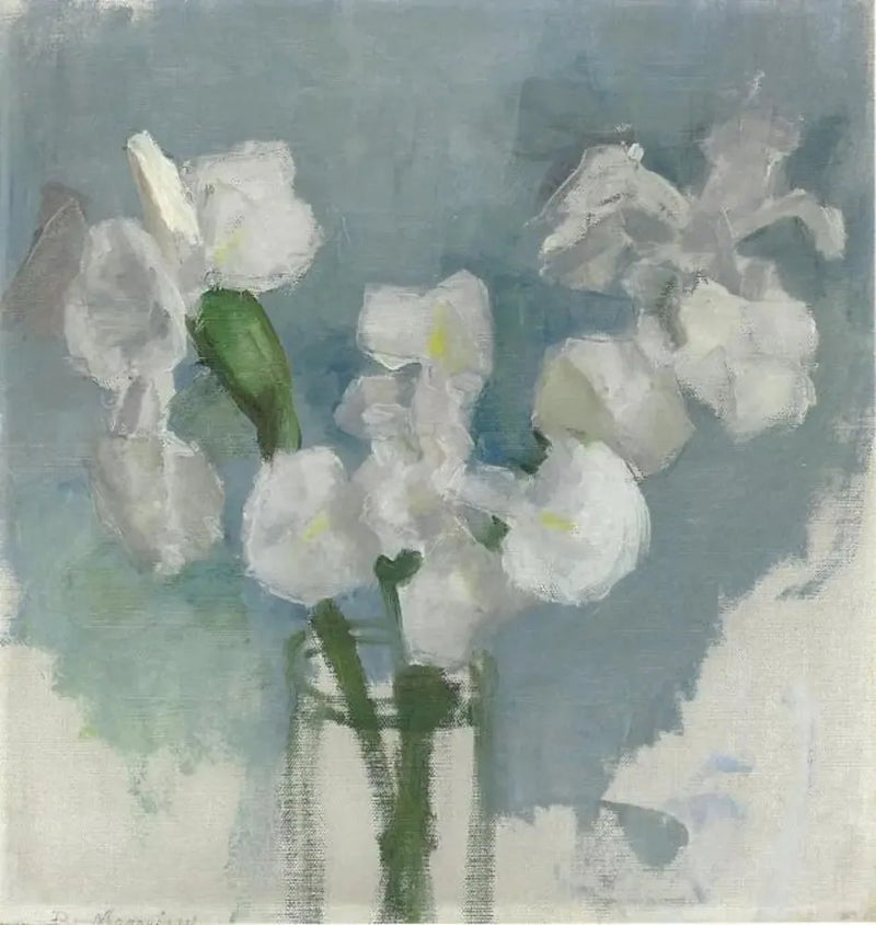 Açık mavi zemin üzerinde beyaz iris I - Piet Mondrian