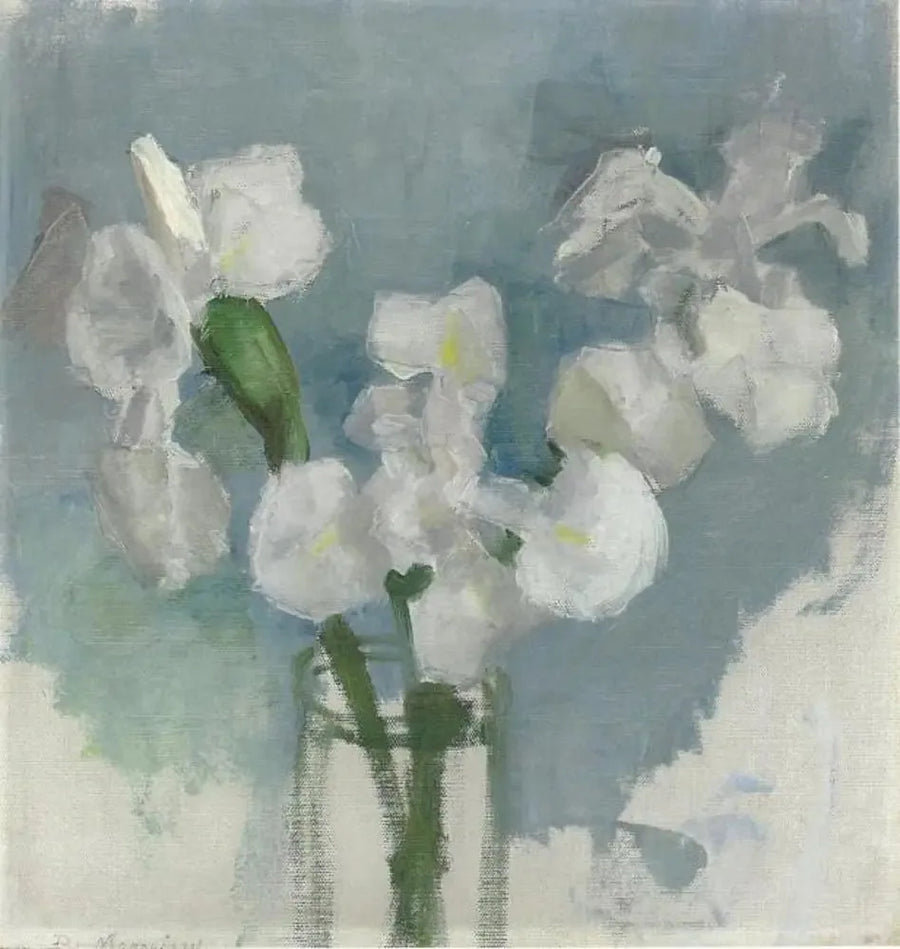 Açık mavi zemin üzerinde beyaz iris I - Piet Mondrian