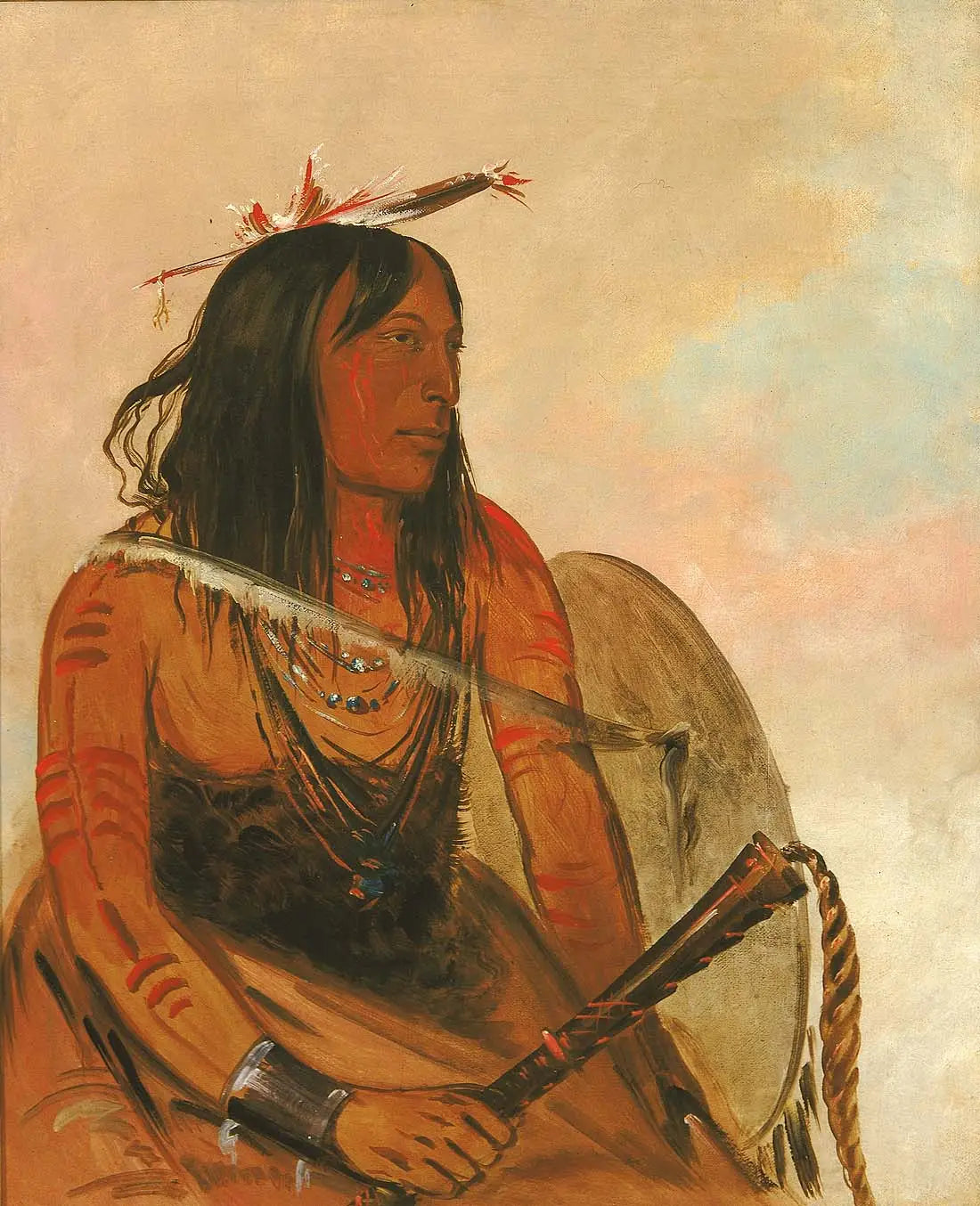 Ish-a-ró-yeh Celui qui porte un loup un brave distingué - George Catlin - Alpha Reproduction