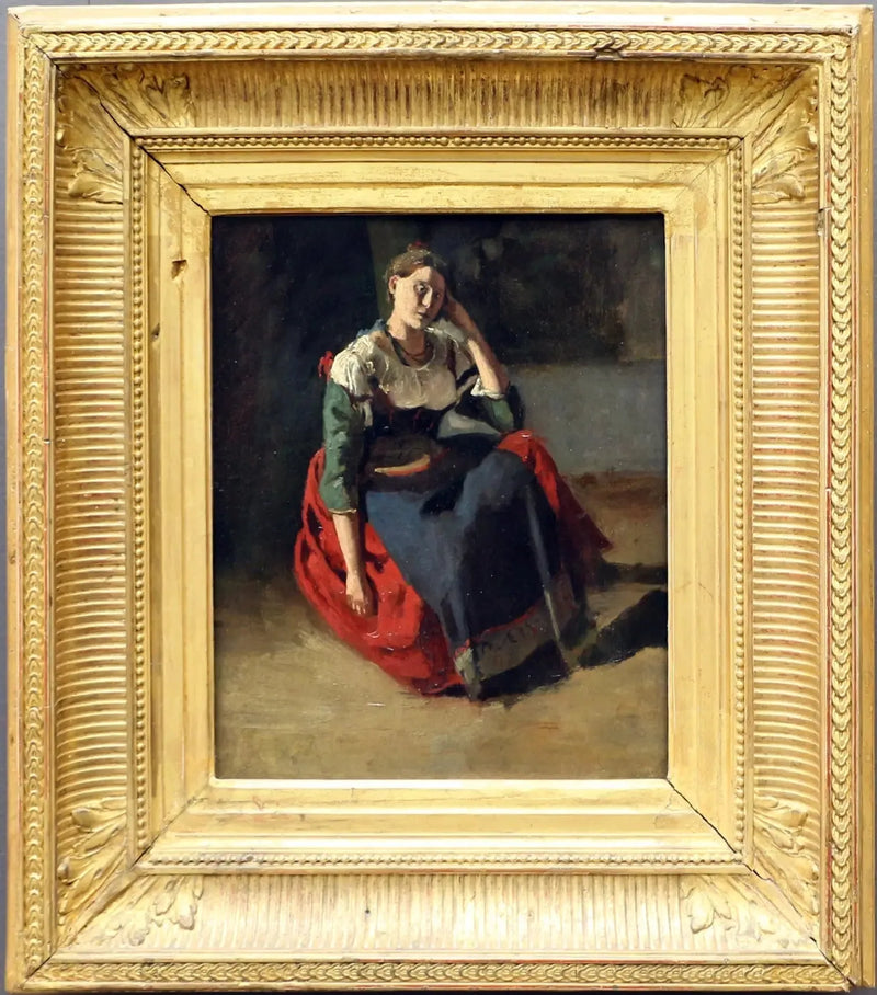 İtalyan oturmuş, dizine dayalı - Jean-Baptiste Camille Corot