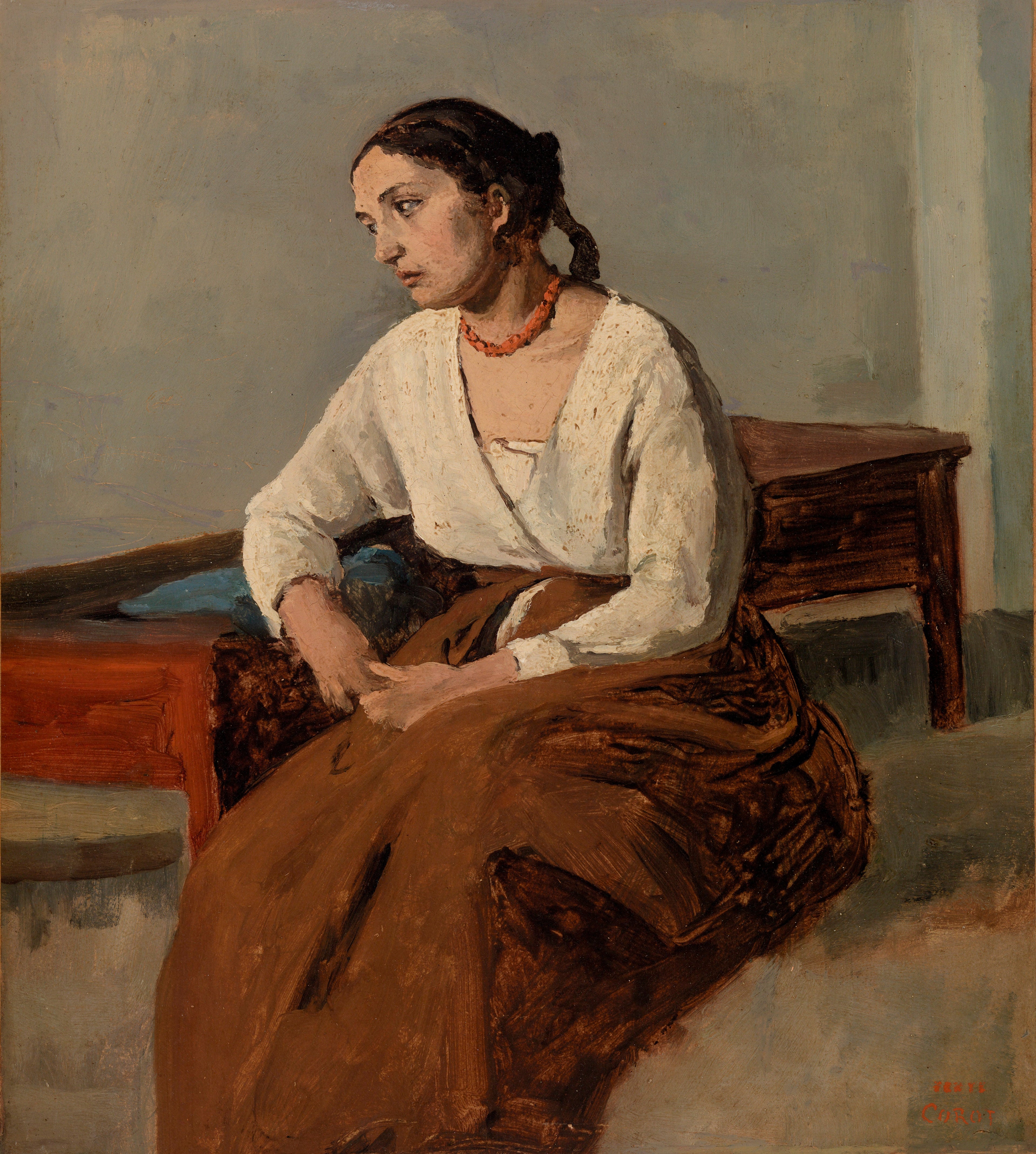 Italienne mélancolique (Rome) - Jean-Baptiste Camille Corot