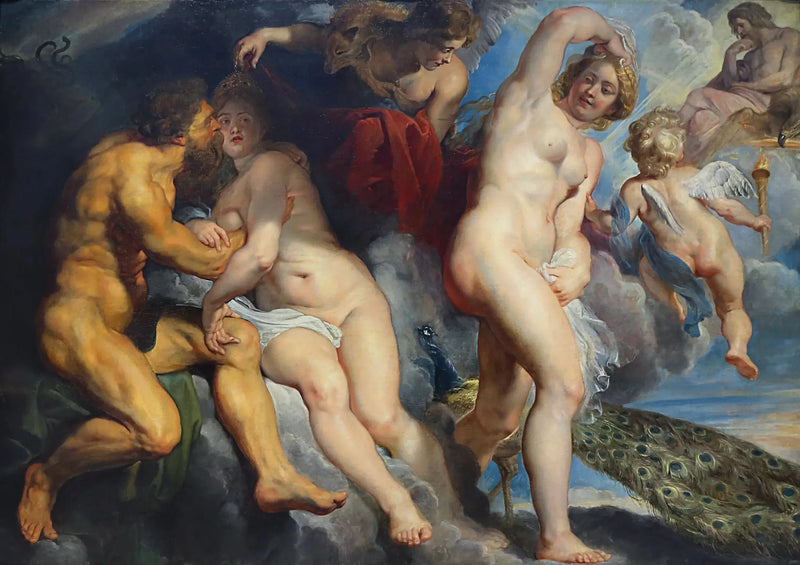 Ixion, Lapithler kralı, cezbedmek istediği Junon tarafından aldatıldı - Peter Paul Rubens