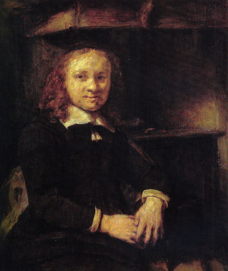 Jan Boursse Portresi, bir sobanın yanında oturmuş - Rembrandt