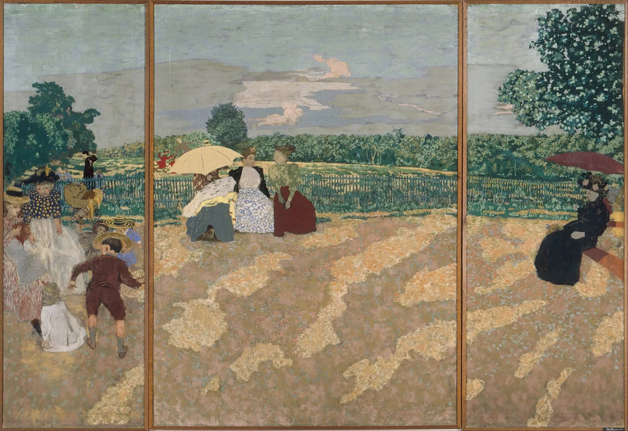 Halk Bahçeleri: Konuşma, Dadılar, Kırmızı Şemsiye - Édouard Vuillard
