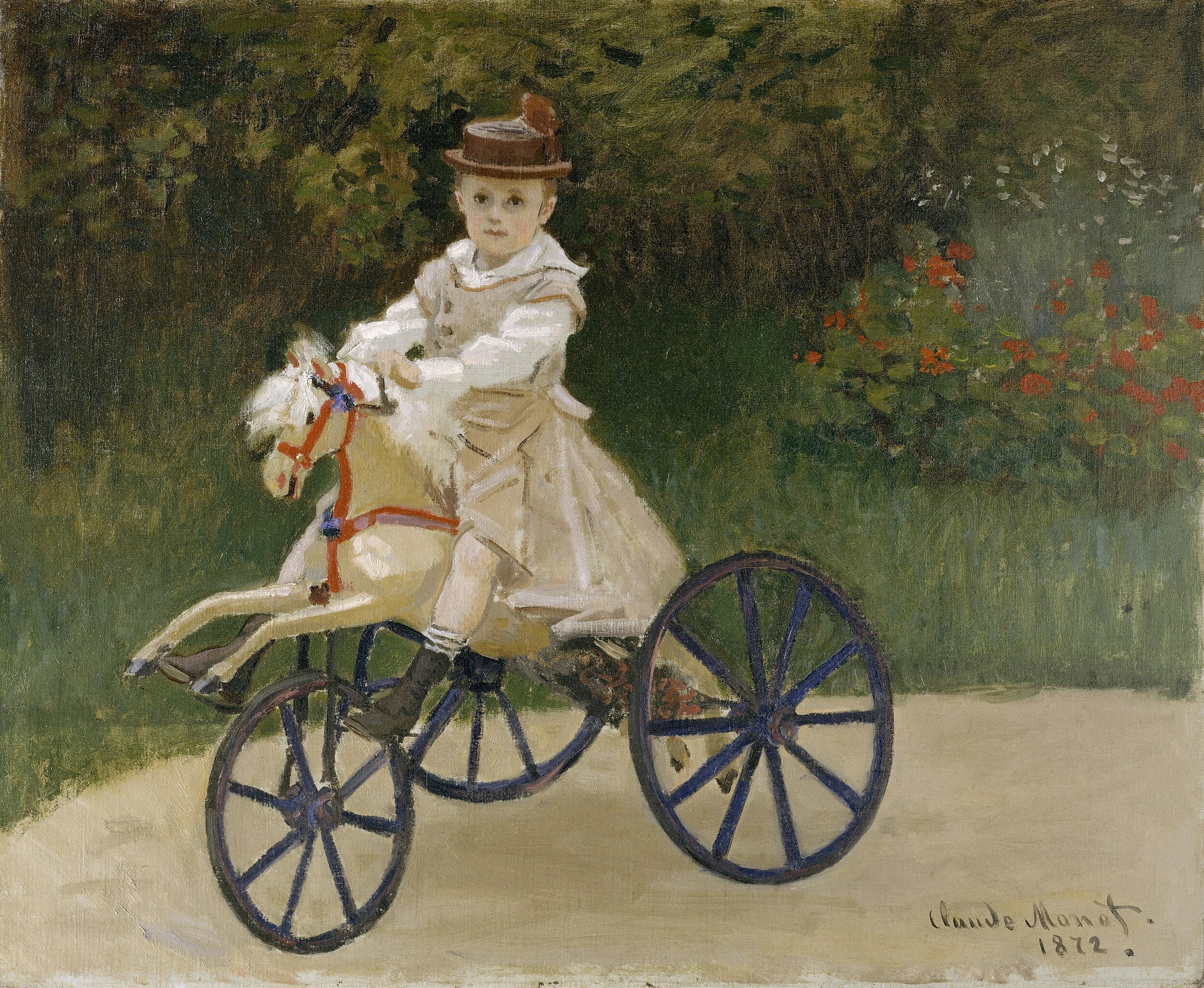 Jean Monet (1867-1913) hobisi olan atının üzerinde - Claude Monet