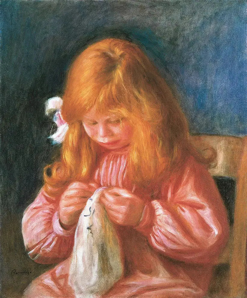 Jean Renoir dikiş yaparken - Pierre-Auguste Renoir