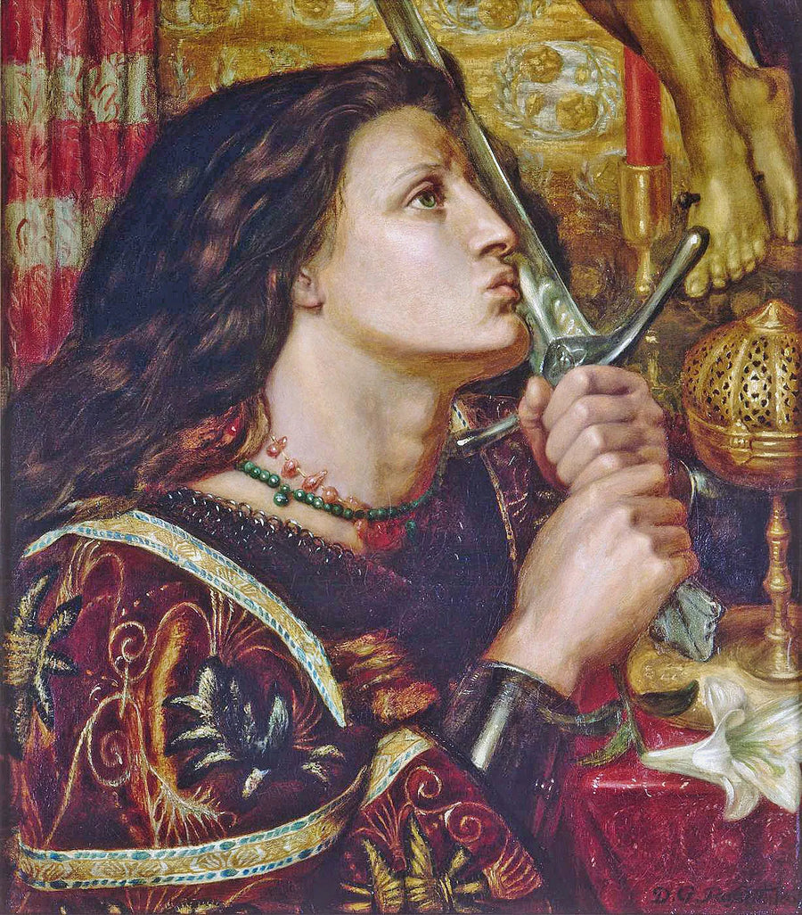 Jeanne d'Arc Kurtuluş Kılıcını Öpüyor - Dante Gabriel Rossetti