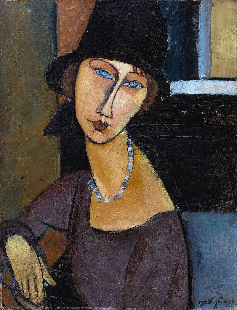 Şapka ve Kolye ile Jeanne Hébuterne - Amedeo Modigliani