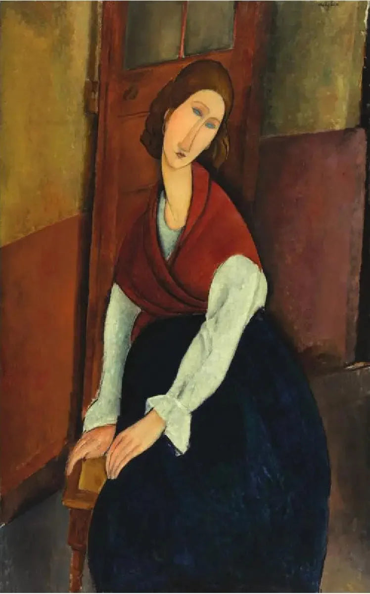 Jeanne Hébuterne bir kapının önünde - Amedeo Modigliani
