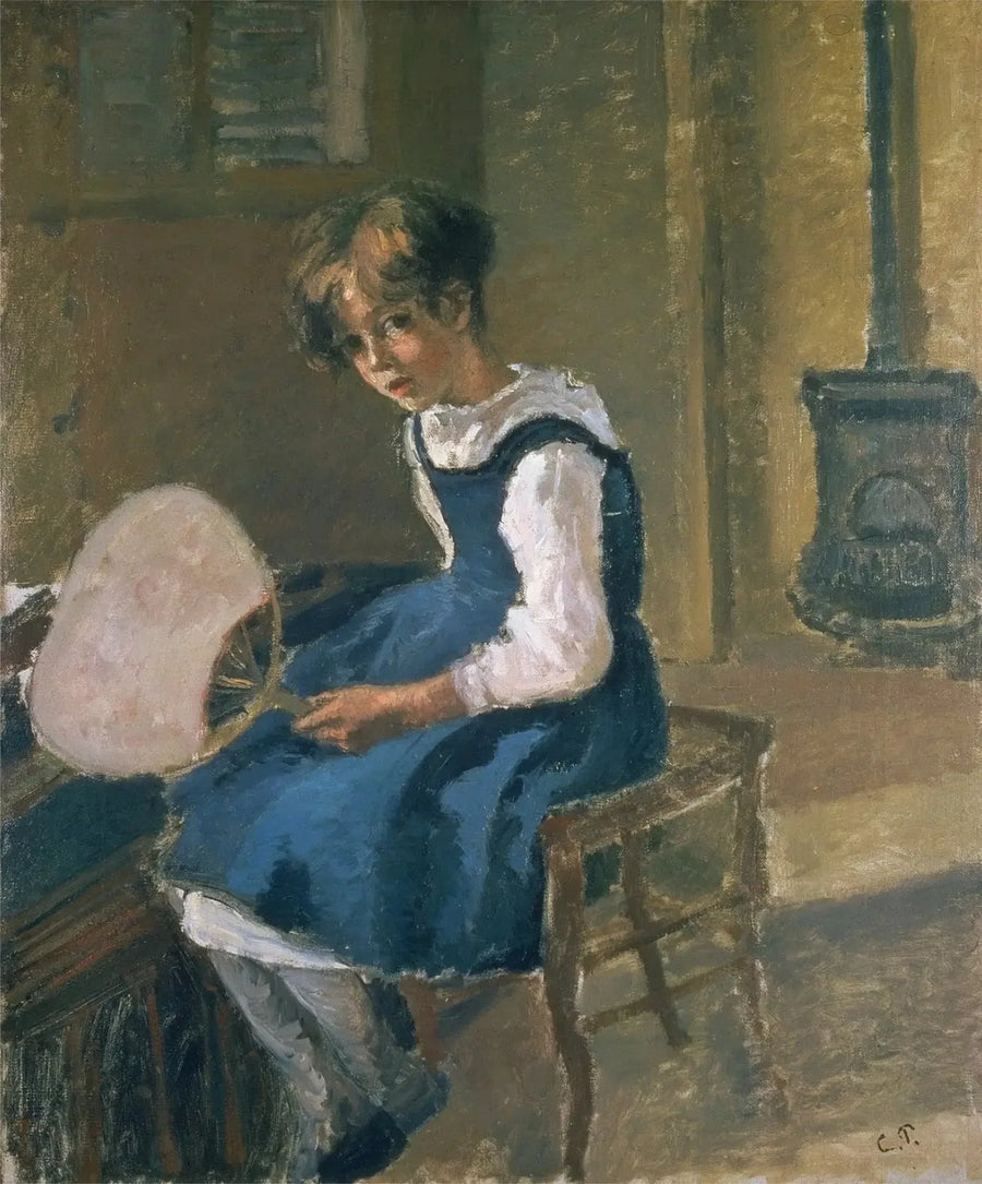 Jeanne Pissarro olarak bilinen Minette bir yelpaze tutuyor - Camille Pissarro