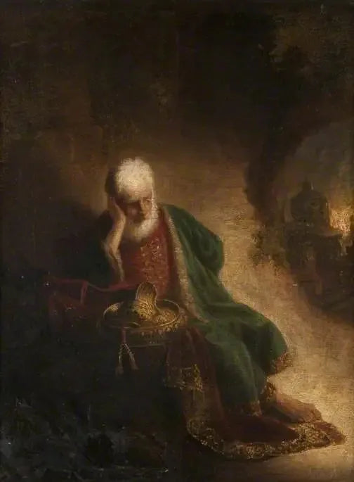 Jérémie pleurant la destruction de Jérusalem - Rembrandt image 1 reproduction de peinture à l’huile