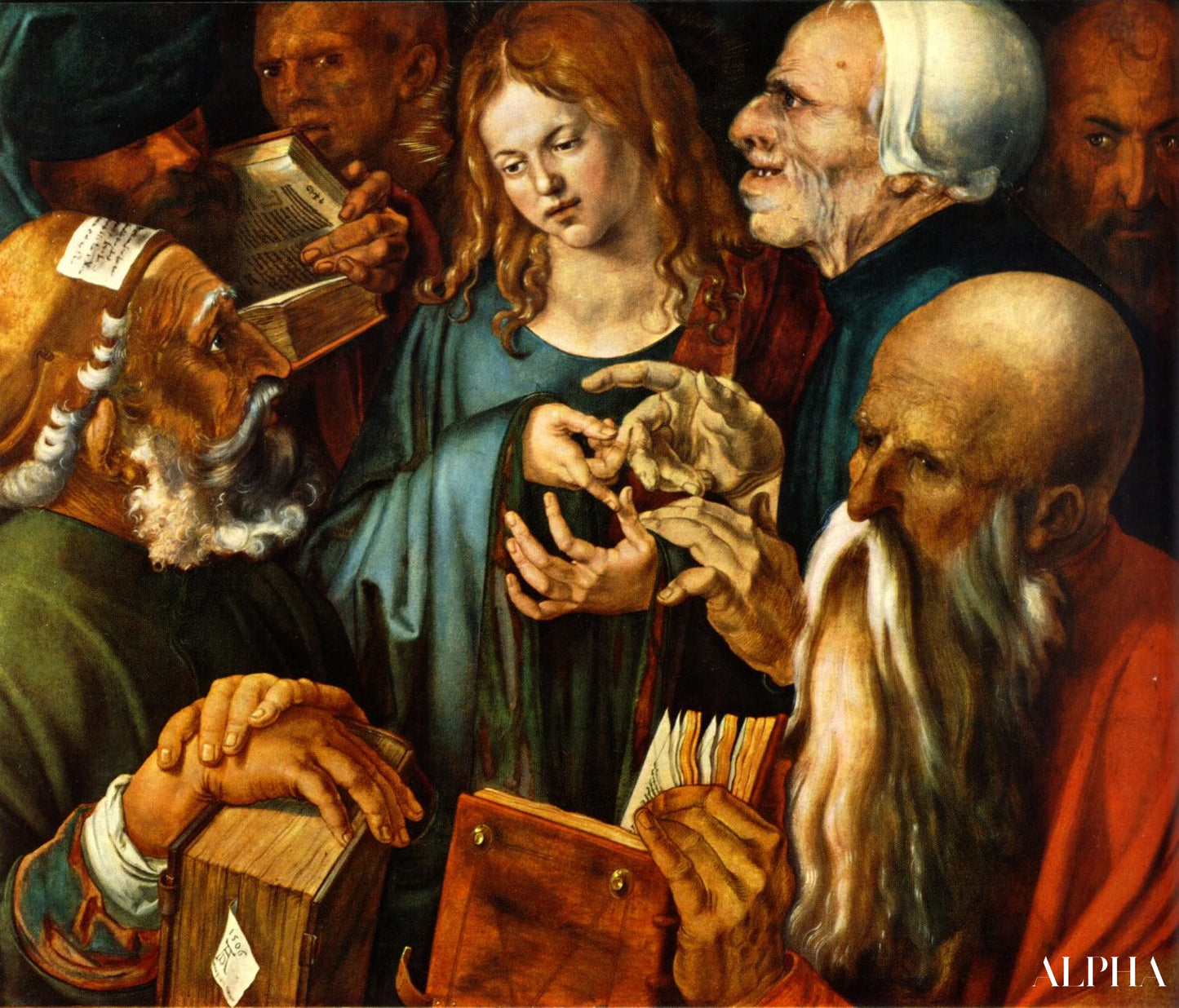 Reproduction du tableau « Jésus parmi les docteurs - Albrecht Dürer » par Alpha Reproduction en peinture à l’huile