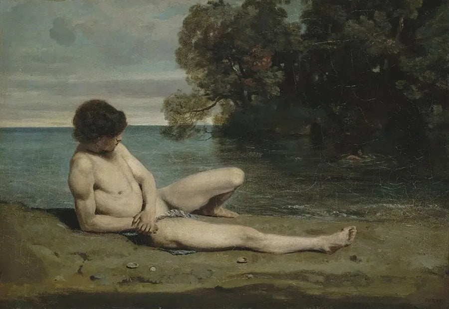 Genç Yatık Sahilde Yatan Çocuk - Jean-Baptiste Camille Corot