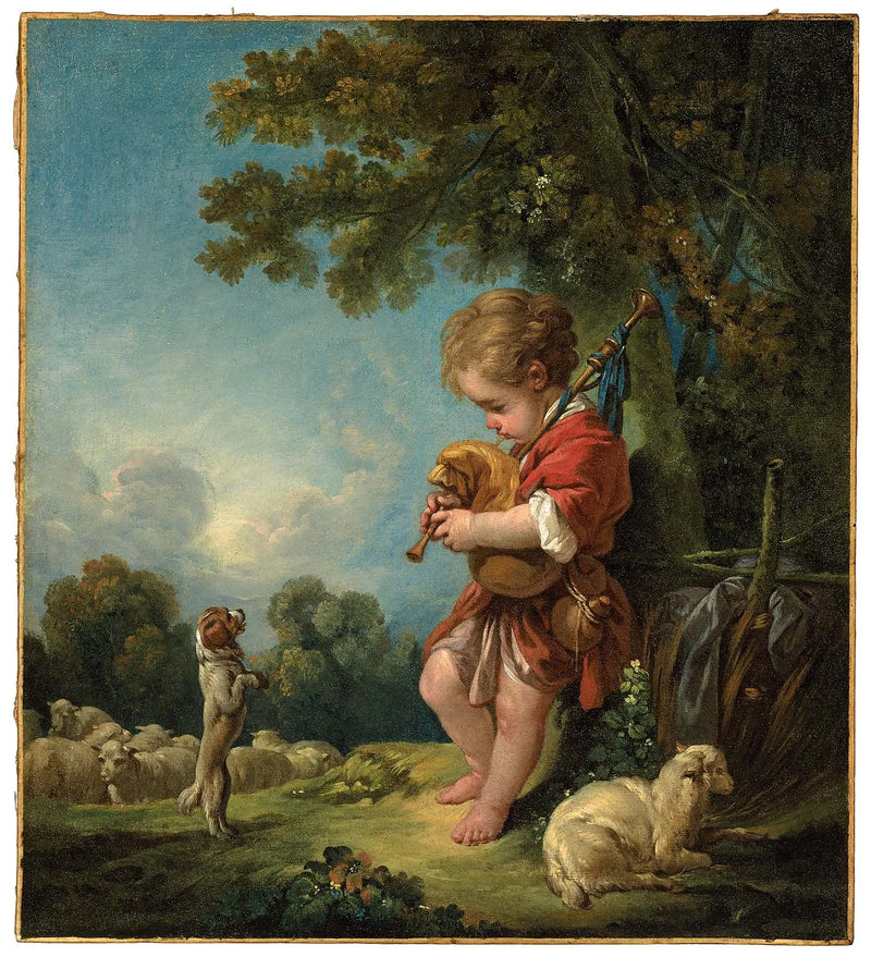 Genç çoban, kemençe çalarken - François Boucher