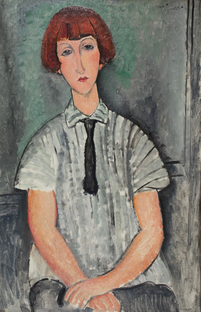 Çizgili Gömlekli Genç Kadın - Amedeo Modigliani