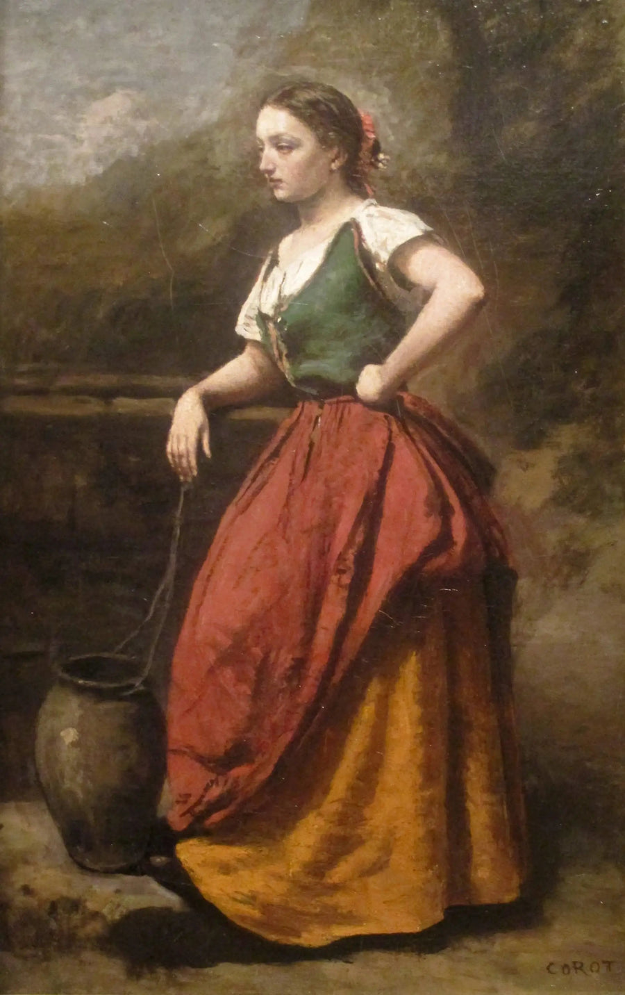 Genç kadın ve çeşme - Jean-Baptiste Camille Corot