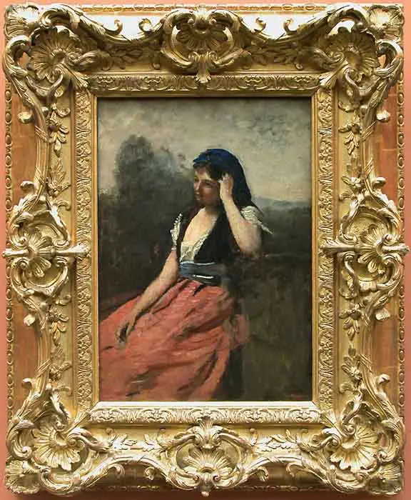 Genç Kadın Pembe Etekli - Jean-Baptiste Camille Corot