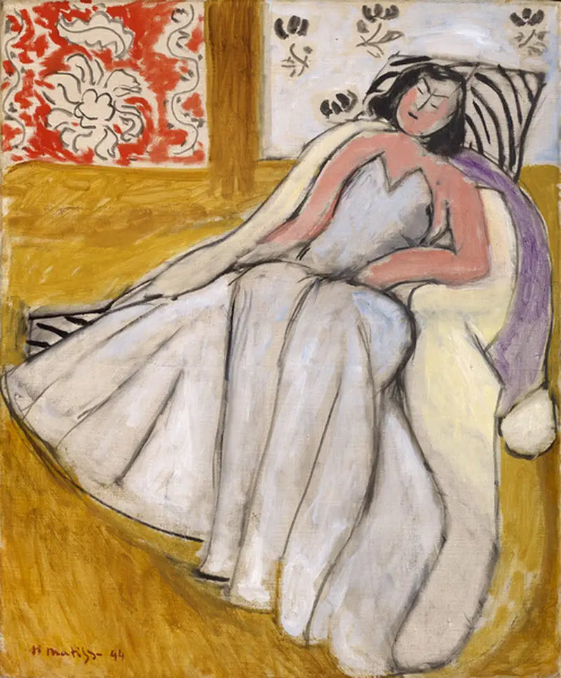 Beyaz peluşlu Genç Kadın - Henri Matisse