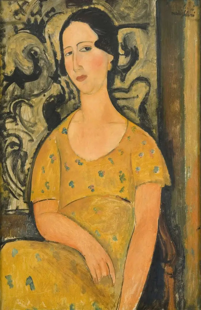 Sarı Elbise Giyen Genç Kadın (Renée Modot) - Amedeo Modigliani