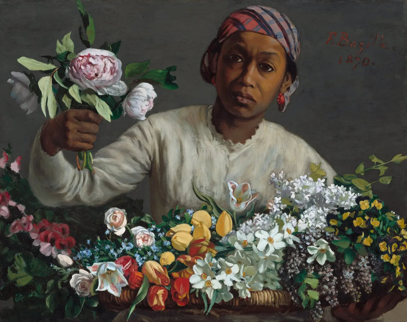 Peonilerle Genç Kadın - Frédéric Bazille